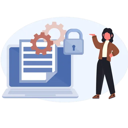 Woman doing protection on business document  Illustration