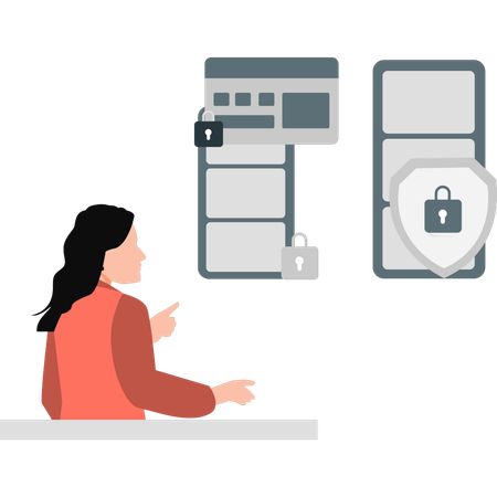 Woman doing protection on credit card  Illustration