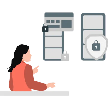 Woman doing protection on credit card  Illustration