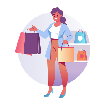 Woman doing purse shopping  Illustration