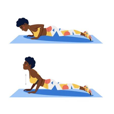 Push Up Off The Floor Cobra Push Up Young Female Athlete Doing Fitness Exercise Fitness At Home Illustration