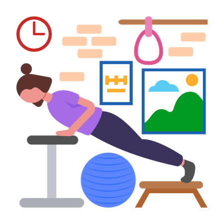Woman doing Push Ups  Illustration