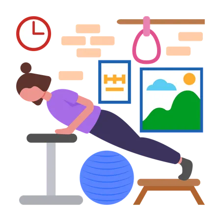 Woman doing Push Ups  Illustration