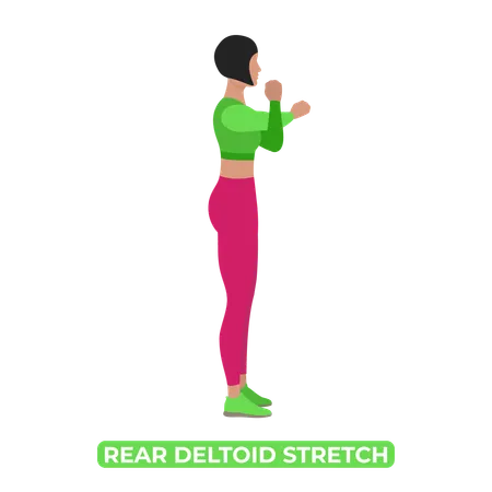 Woman Doing Rear Deltoid Shoulder Stretch  イラスト