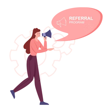 Woman doing Referral marketing Illustration