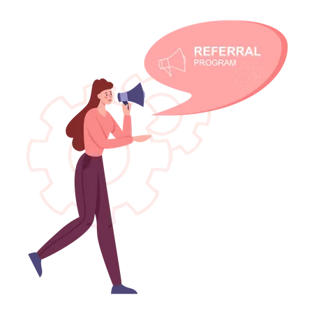 Woman doing Referral marketing  Illustration