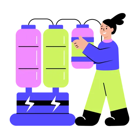 Woman doing refueling  Illustration