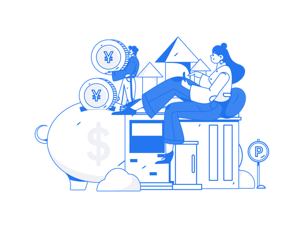 Woman doing rental payment for home  Illustration