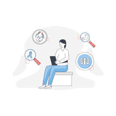 Woman  doing research on cancer  Illustration