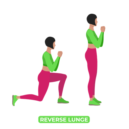 Woman Doing Reverse Lunge  Illustration