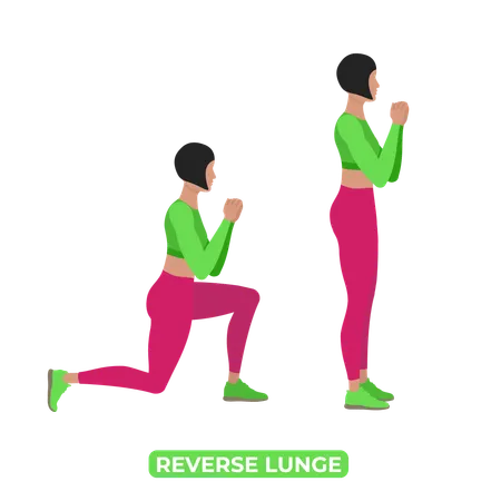 Woman Doing Reverse Lunge  Illustration