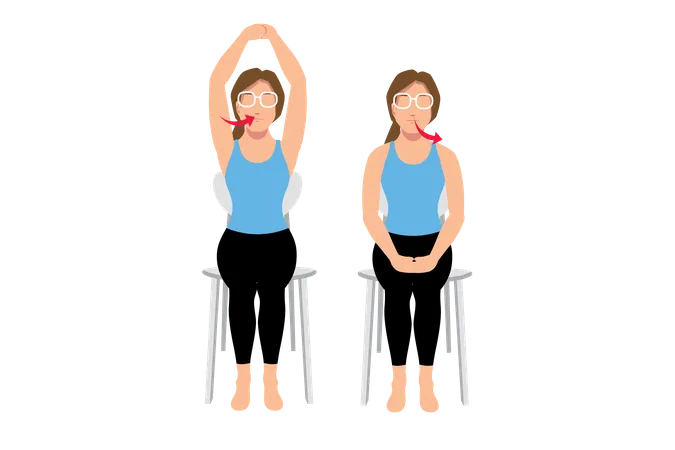 Woman doing Rib stretch  Illustration