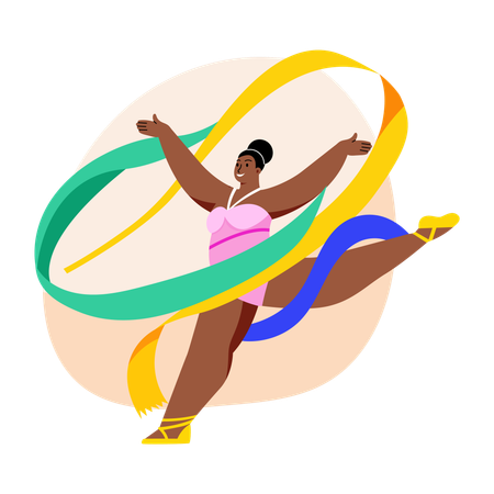 Woman doing Ribbon dance  Illustration