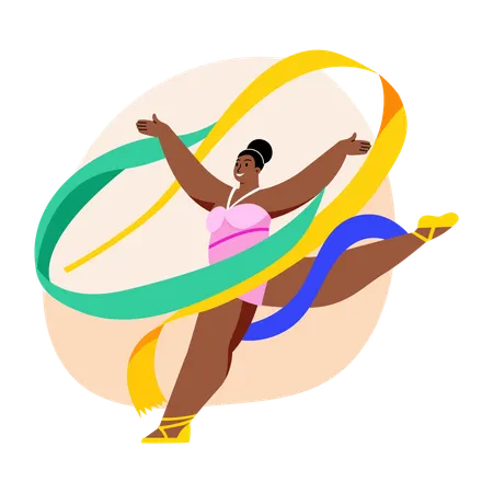 Woman doing Ribbon dance  Illustration