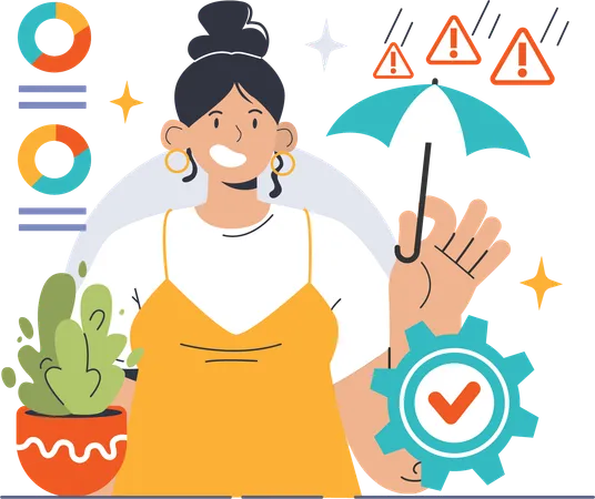 Woman doing risk management analysis  Illustration