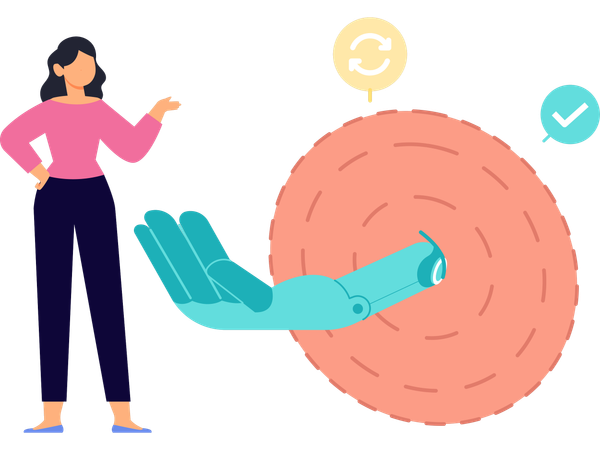 Woman doing robot connection  Illustration