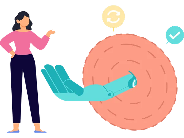 Woman doing robot connection  Illustration