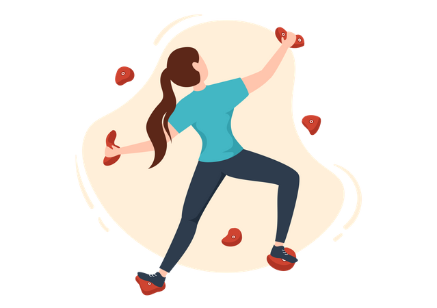 Woman doing rock climbing training  Illustration