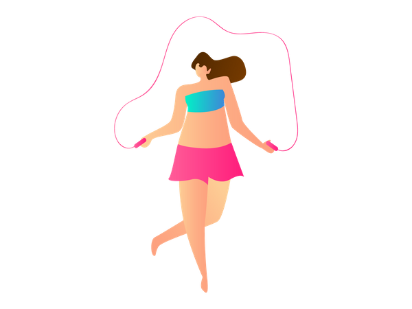 Woman doing rope jumping  Illustration