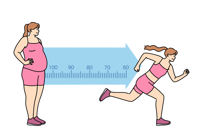 Woman doing running exercise to lose weight  Illustration