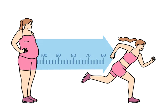 Woman doing running exercise to lose weight  Illustration