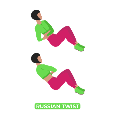 Woman Doing Russian Twist  イラスト