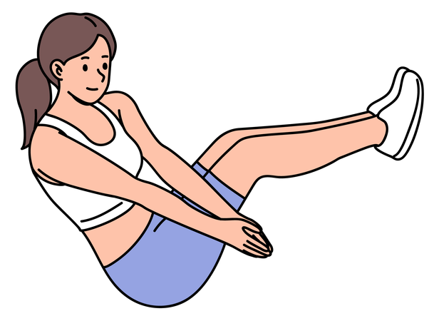 Woman doing Russian Twist exercise  イラスト