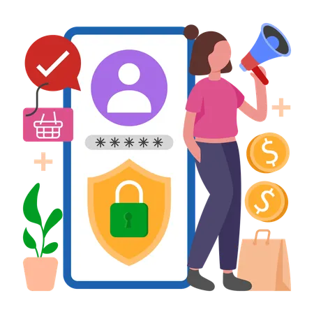 Woman doing Safe Marketing  Illustration