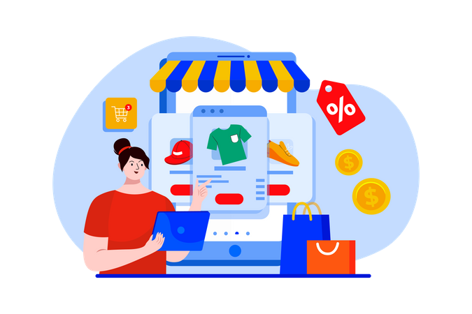 Woman doing sale announcement  Illustration