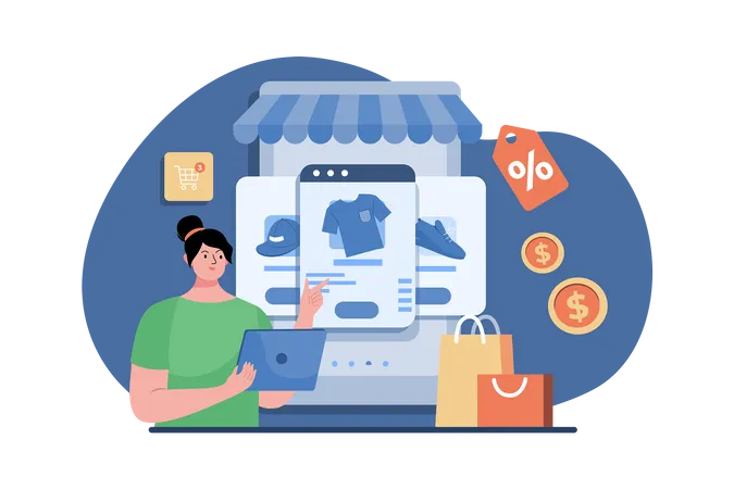 Woman doing sale announcement  Illustration