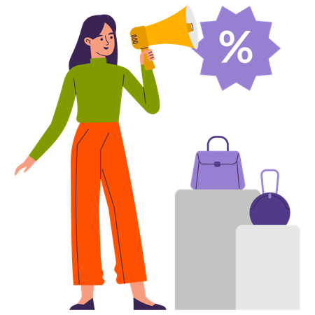 Woman Doing Sale Promotion  Illustration