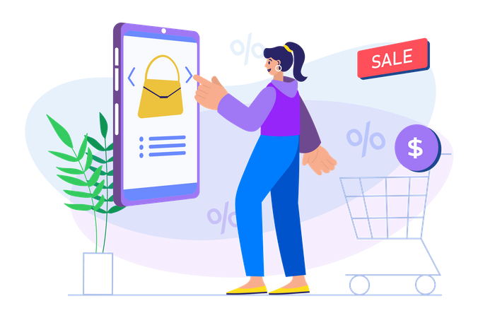 Woman doing sale shopping  Illustration