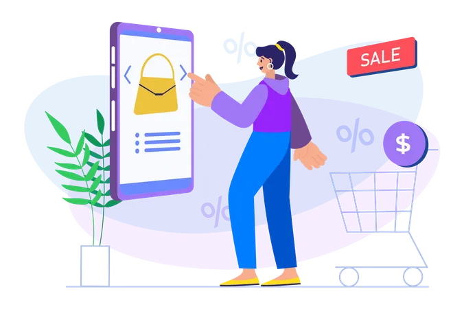 Woman doing sale shopping  Illustration