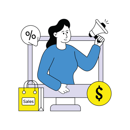 Woman doing Sales Ads  Illustration