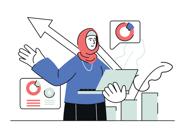 Woman doing Sales Performance  Illustration