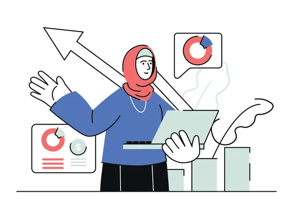 Woman doing Sales Performance  Illustration