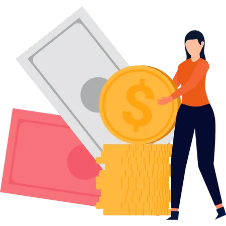 Woman doing saving money  Illustration