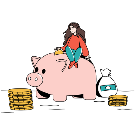 Woman doing savings  Illustration