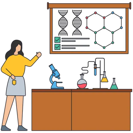 Woman doing science experiment  Illustration