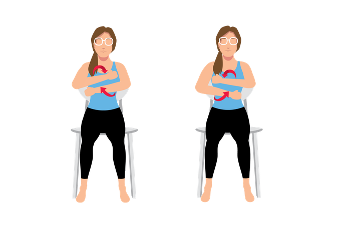 Woman doing Seated arm circles  Illustration