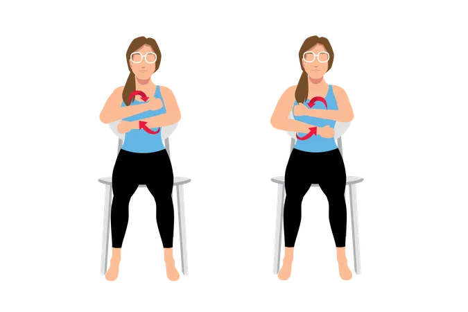 Woman doing Seated arm circles  Illustration