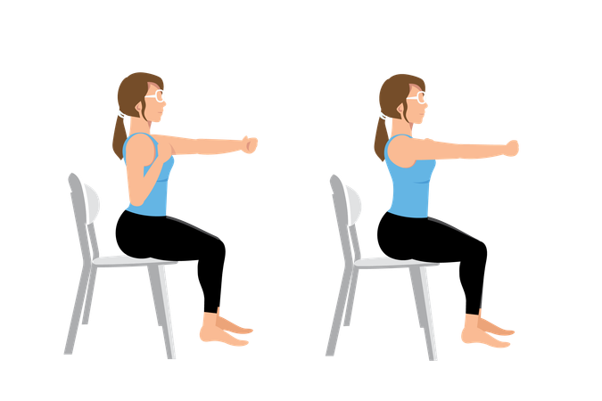Woman doing Seated boxer punches  Illustration