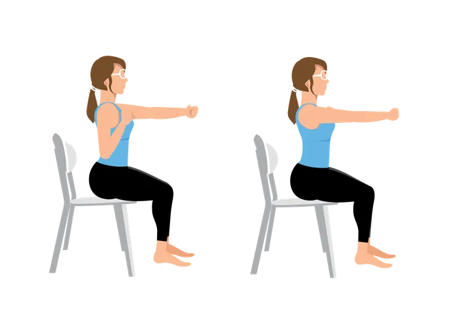 Woman doing Seated boxer punches  Illustration
