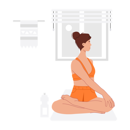 Woman Doing Seated Twist  Illustration