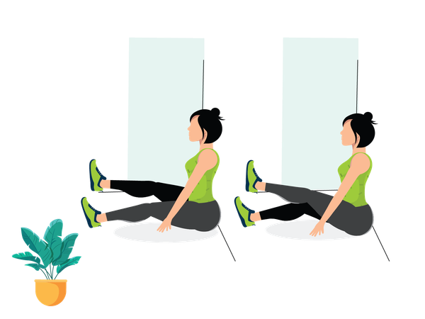 Woman doing Seated Wall Leg Raise  Illustration