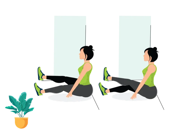 Woman doing Seated Wall Leg Raise  Illustration