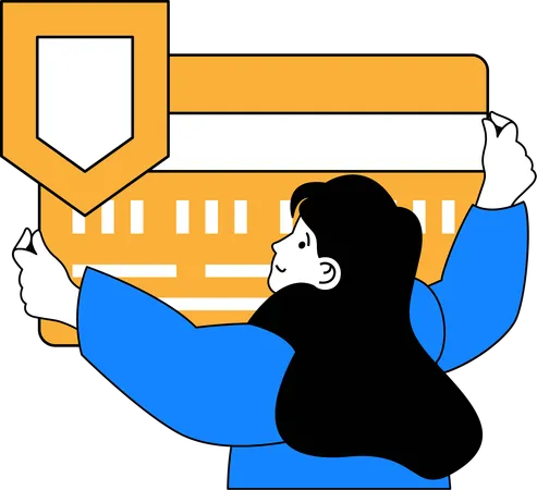 Woman doing secure card payment  Illustration