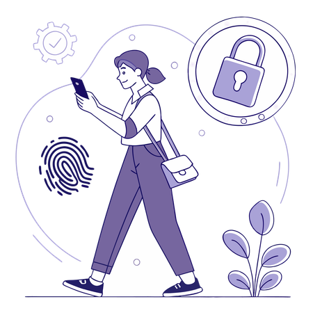 Woman doing secure mobile payment  Illustration