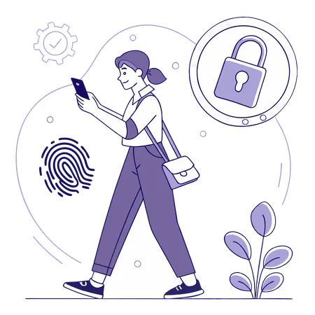 Woman doing secure mobile payment  Illustration