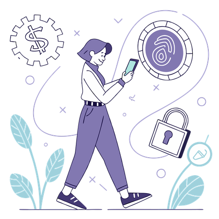 Woman doing secure mobile payment  Illustration